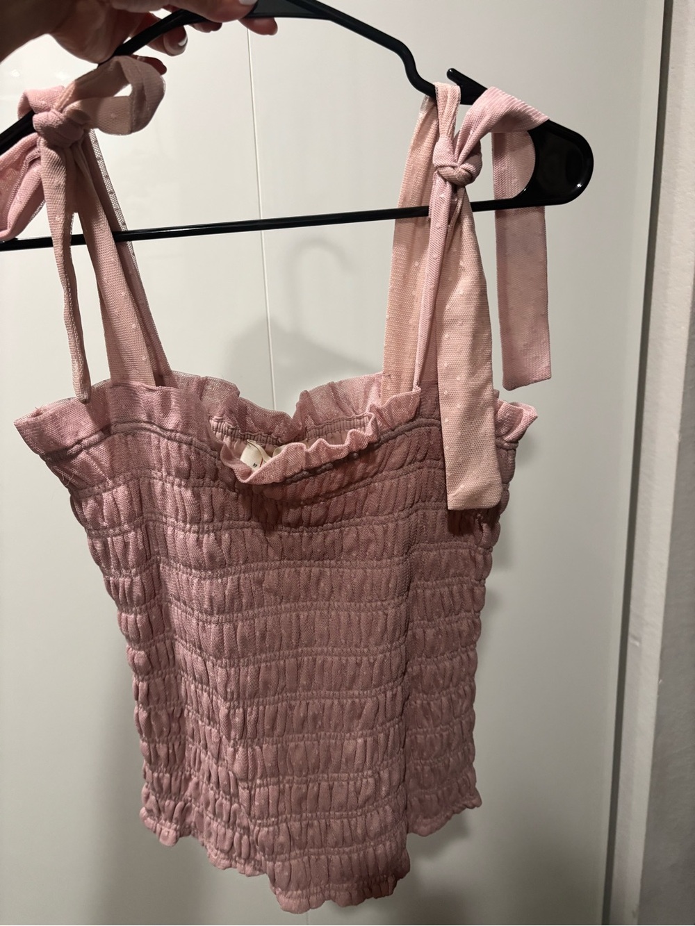 Anthropologie Dusty Rose Smocked Tank with Ruffle Trim